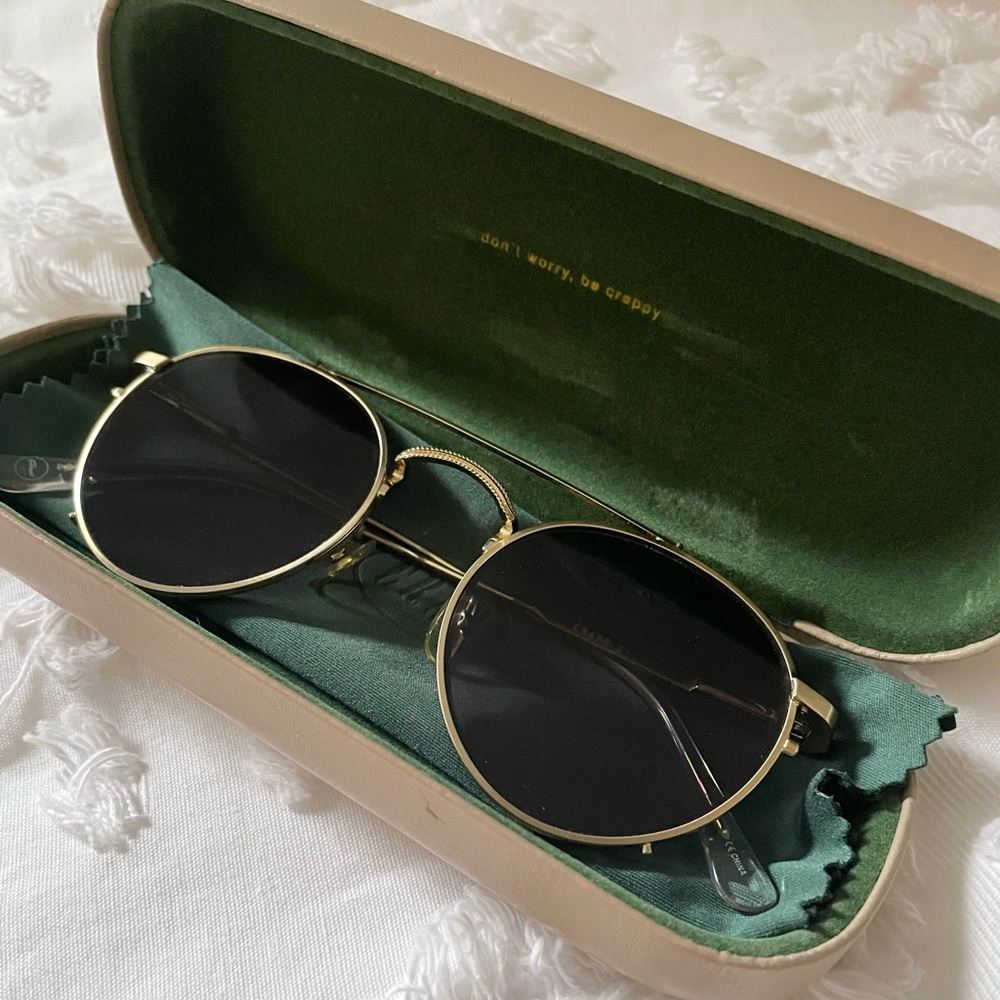 CRAP EYEWEAR: The Tuff Safari Brushed Gold & Crystal/Polarized Grey